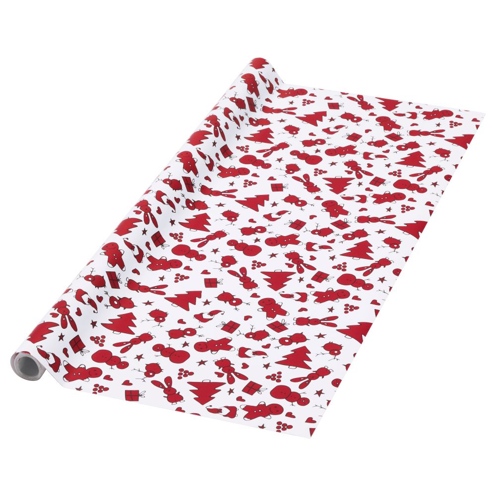 Рулон оберточной бумаги ВИНТЕР 2016, белый, красный (5x0.7 м) - фото 1