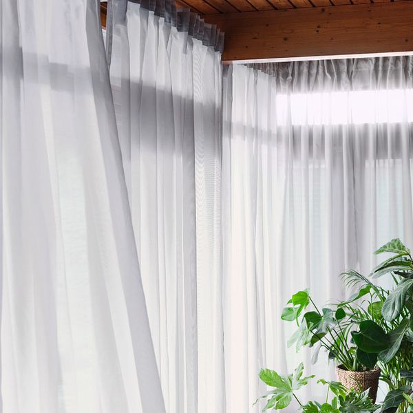 Гардины, очищающие воздух, 2 шт., светло-серый 145x300 см IKEA GUNRID ГУНРИД 504.592.27 - фото 5