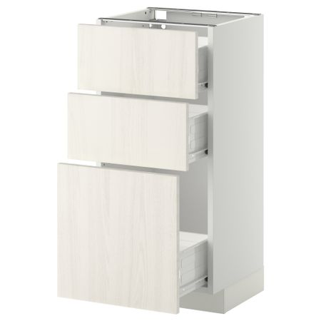 Напольный шкаф с 3 ящиками МЕТОД / ФОРВАРА, белый, Росдаль белый