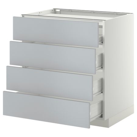 Напольный шкаф, 4 фронтальных панели, 4 ящика МЕТОД / ФОРВАРА, белый, Веддинге серый