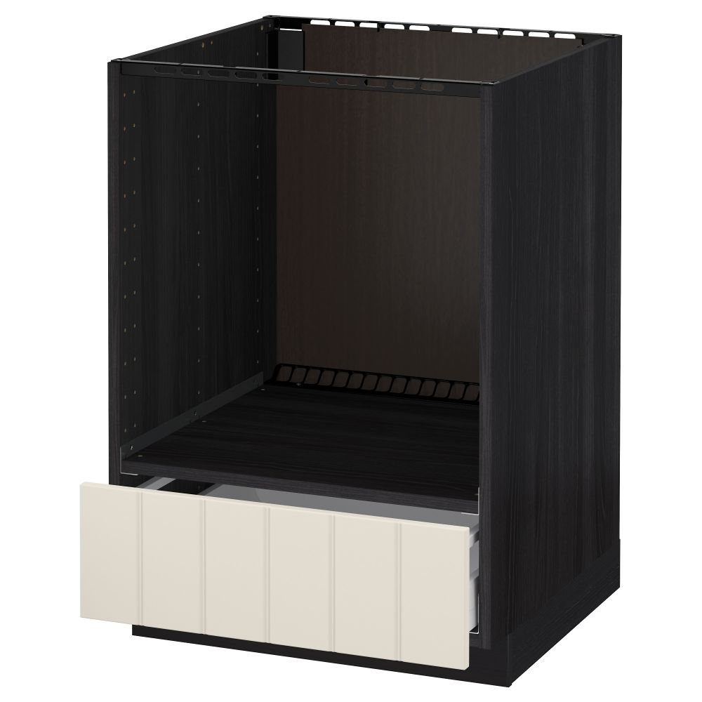 Напольный шкаф для духовки, с ящиком МЕТОД / МАКСИМЕРА, черный, Хитарп белый с оттенком (60x60 см) - схема-чертеж с размерами