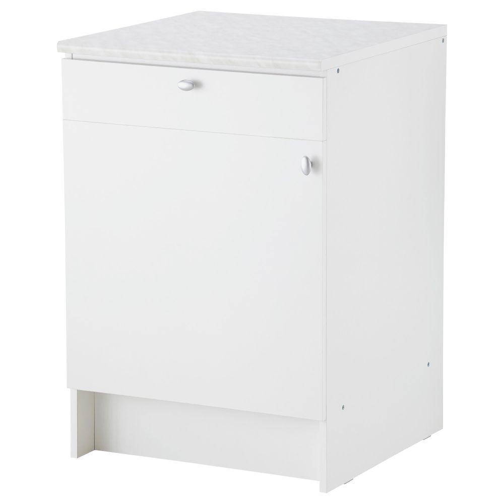 Напольный шкаф с дверью и ящиком АЛЬБРУ, белый (60x89 см) - фото 1