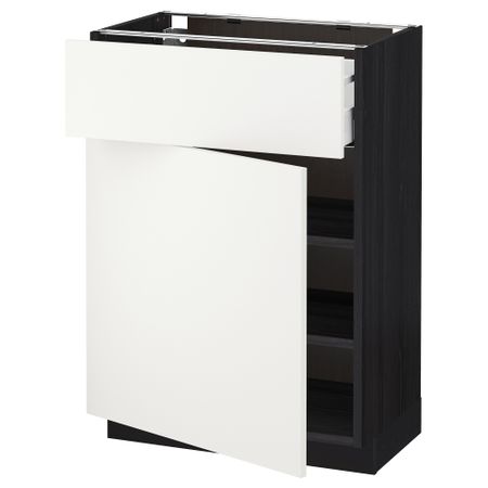 Напольный шкаф с ящиком, дверью МЕТОД / МАКСИМЕРА, черный, Хэггеби белый