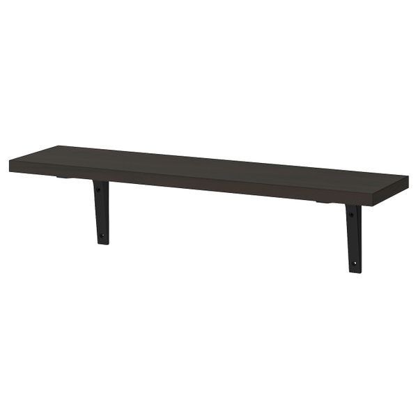 Полка навесная, коричнево-чёрный, черный 80x20 см IKEA БЕРГСХУЛЬТ / ЭКБИ СТЁДИС 392.906.40 - фото 1