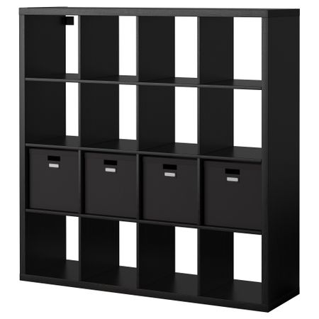 Стеллаж с 4 вставками КАЛЛАКС, черно-коричневый, черный (147x147 см)