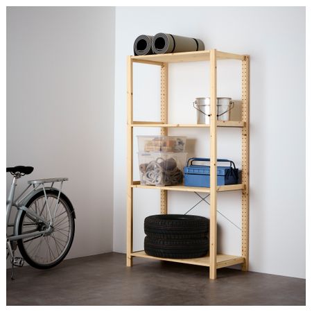 1 секция, полки ИВАР, сосна (89x50x179 см)