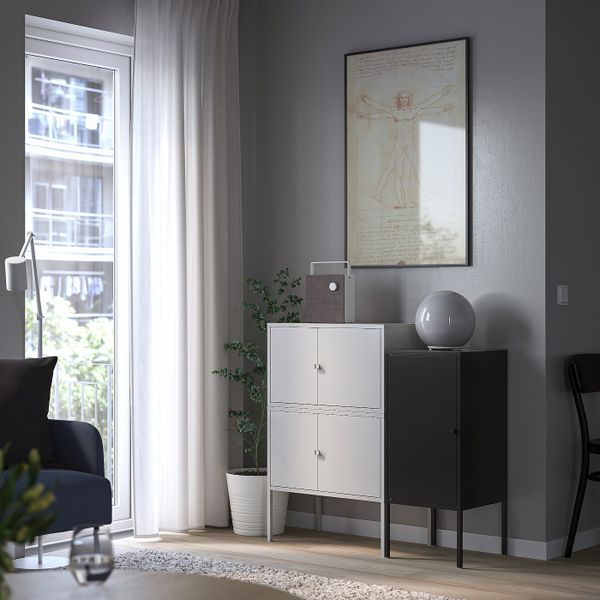Комбинация шкафов, серый/антрацит 95x35x92 см IKEA LIXHULT ЛИКСГУЛЬТ 693.883.67 - схема-чертеж с размерами