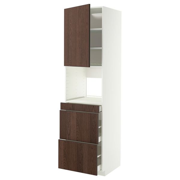 METOD / MAXIMERA Высокий шкаф д/СВЧ/дверца/3ящика - схема-чертеж с размерами