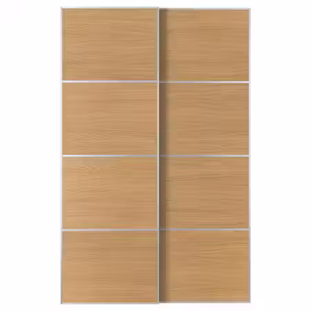 MEHAMN Пара раздвижных дверей - алюминий/двусторонний под дуб 150x236 см