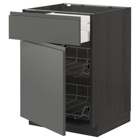 Напольный шкаф с проволочной корзиной, ящик, дверью, 60x60 cm IKEA METOD МЕТОД, MAXIMERA МАКСИМЕРА 094.620.82