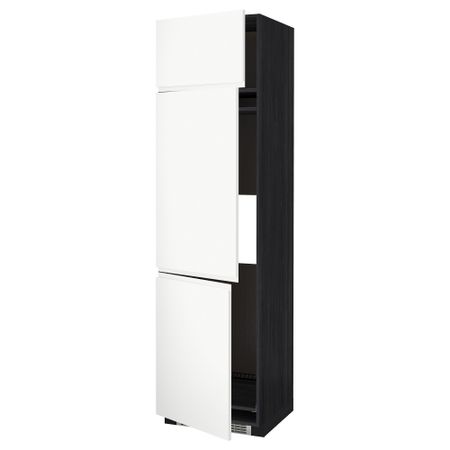 Высокий шкаф для холодильника или морозильника, с 3 дверями МЕТОД, черный, Воксторп белый