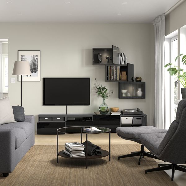 Шкаф для ТВ, комбинированный, стекляные дверцы IKEA BESTÅ БЕСТО 595.561.44 - фото 4