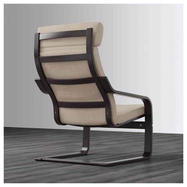 Кресло ПОЭНГ, черно-коричневый, Хилларед бежевый - схема-чертеж с размерами