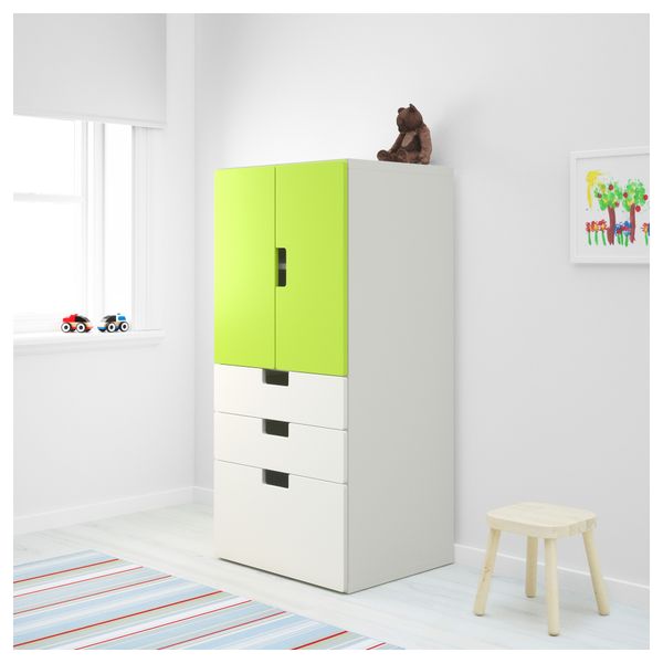 Комбинация для хранения с дверцами, ящиками СТУВА, белый, зеленый (60x50x128 см) - фото 2