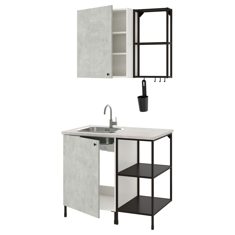 Кухня, 103x63.5x222 см, антрацит, под бетон IKEA BEGIVENHET БЕГИВЕНХЕТ 693.370.14 - фото 1