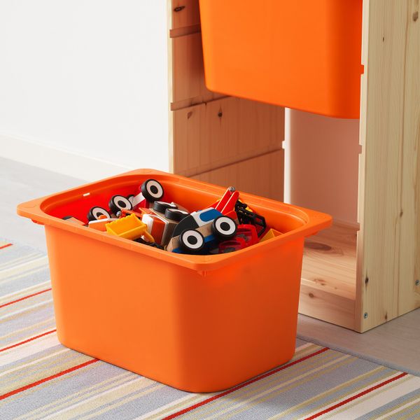 Комбинация для/хранения+контейнеры, светлая беленая сосна, оранжевый 44x30x91 см IKEA ТРУФАСТ 592.223.77 - схема-чертеж с размерами