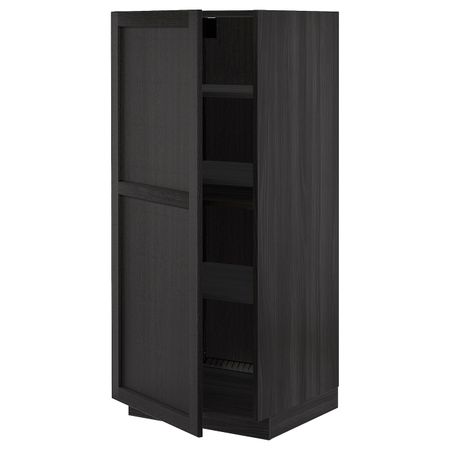 Высокий шкаф с полками, черный/Лерхюттан черная морилка 60x60x140 см IKEA МЕТОД 192.614.79