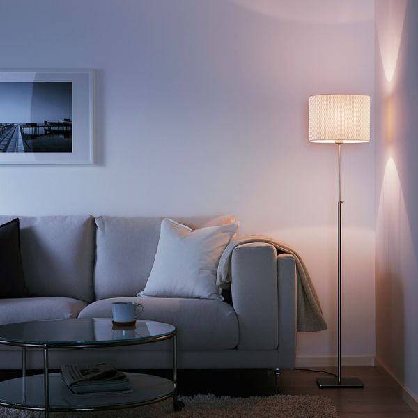 Светильник напольный, никелированный/белый IKEA АЛЭНГ 703.822.89 - фото 2