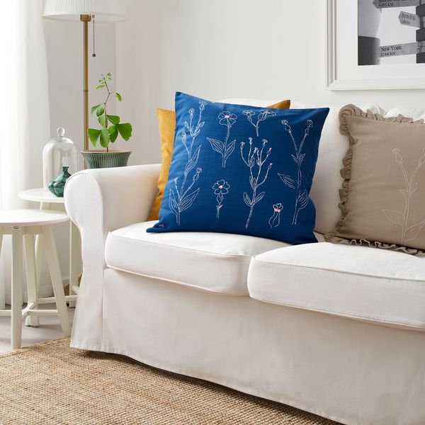 Чехол на подушку, синий ришелье, 50x50 см IKEA ÅKERNEJLIKA 605.566.33 - фото 4