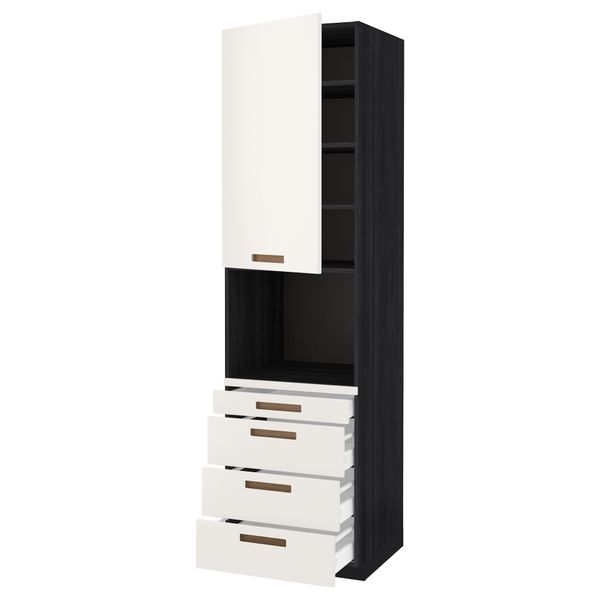 Высокий шкаф для комбинированния СВЧ, 4 ящика МЕТОД / МАКСИМЕРА, черный, Мэрста белый - схема-чертеж с размерами