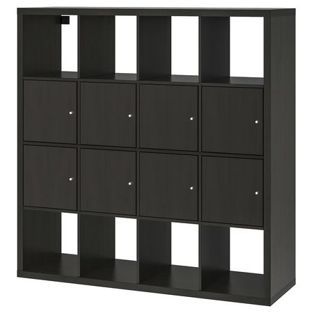 KALLAX Стеллаж с 8 вставками - черно-коричневый 147x147 см