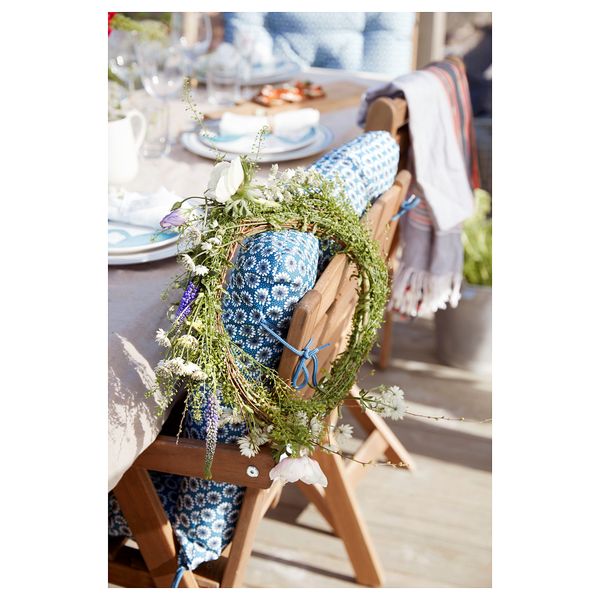 Стол + 4 кресла, для сада ФАЛЬХОЛЬМЕН, светло-коричневая морилка серо-коричневый, Иттерон синий - схема-чертеж с размерами