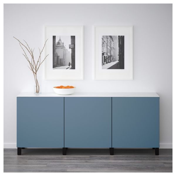 Комбинация для хранения с дверцами БЕСТО, черно-коричневый, Вальвикен темно-синий (180x42x74 см) - схема-чертеж с размерами