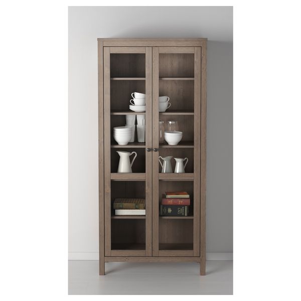 Шкаф-витрина ХЕМНЭС, серо-коричневый (90x197 см) - схема-чертеж с размерами