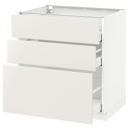Напольный шкаф с 3 ящиками, белый/Веддинге белый 80x60 см IKEA METOD МЕТОД / MAXIMERA МАКСИМЕРА 992.347.45