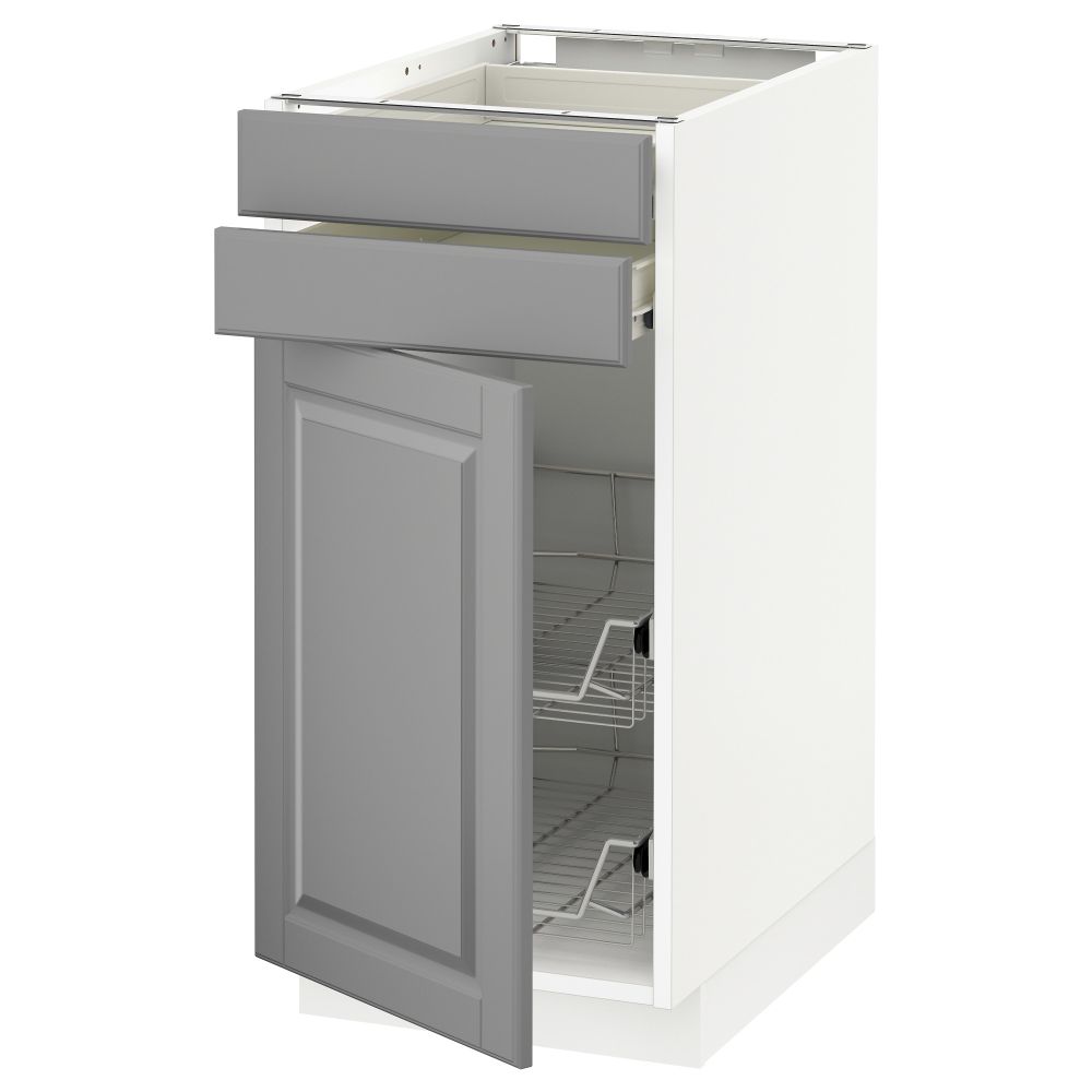 Напольный шкаф, дверца, 2 ящика, проволочных корзин МЕТОД / ФОРВАРА, белый, Будбин серый - схема-чертеж с размерами