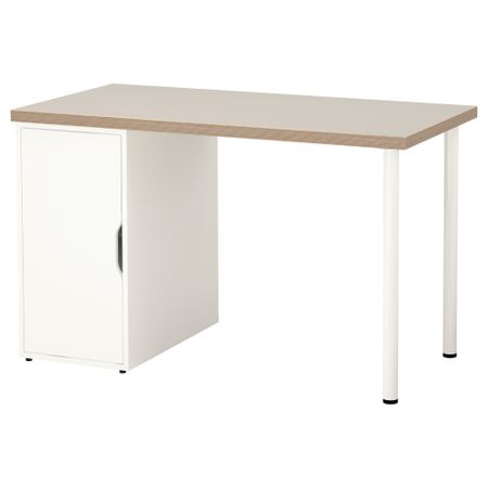 Стол ЛИННМОН / АЛЕКС, бежевый, белый (120x60 см)