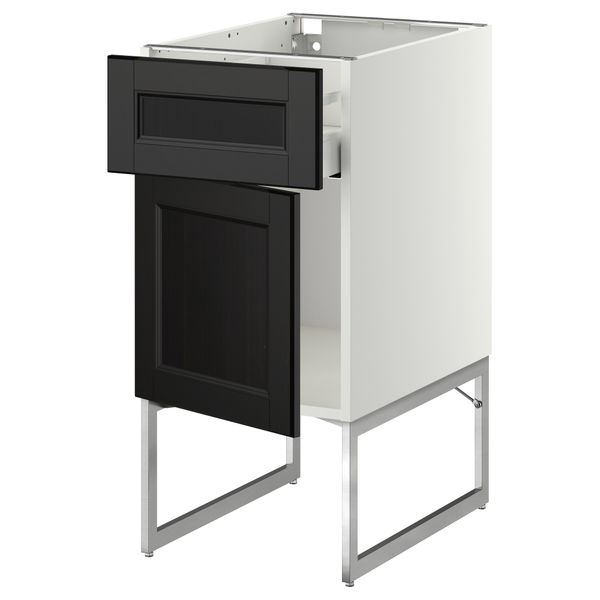 Напольный шкаф с ящиком, дверью МЕТОД / МАКСИМЕРА, белый, Лаксарби черно-коричневый - схема-чертеж с размерами