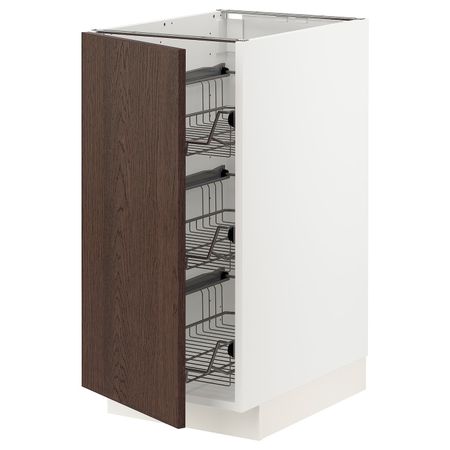 Напольный шкаф/проволочные корзины, белый/Синарп коричневый 40x60 см IKEA METOD МЕТОД 594.042.40