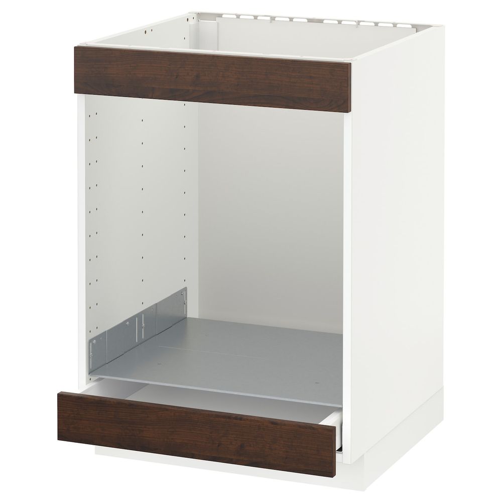 Напольный шкаф для варочной панели+духовки/ящ, белый/Эдсерум коричневый 60x60 см IKEA METOD МЕТОД / MAXIMERA МАКСИМЕРА - фото 1