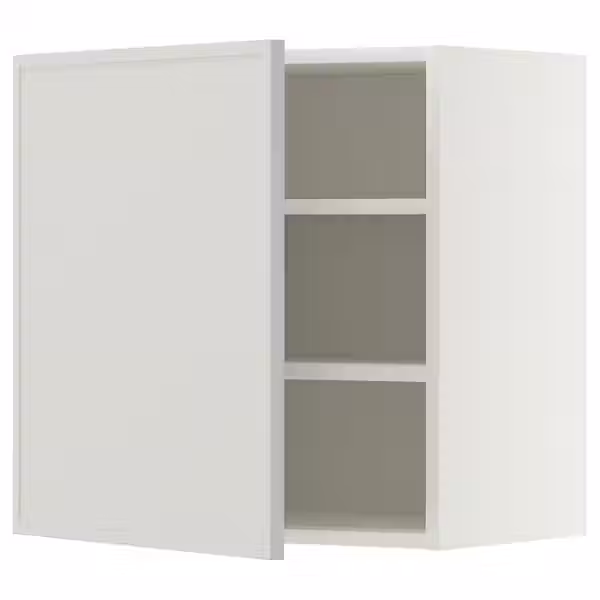 METOD Навесной шкаф с полками - белый/Aspudden светло-серый 60x60 см - фото 1
