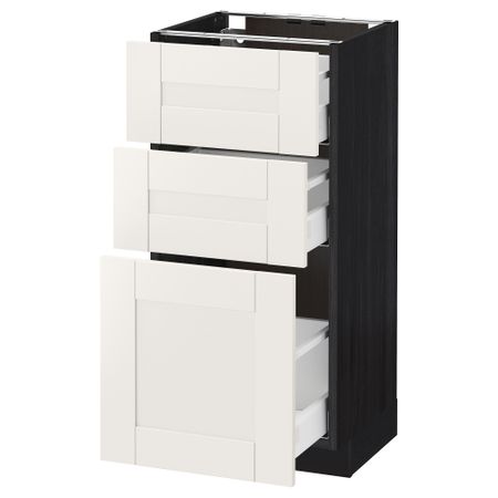 Напольный шкаф с 3 ящиками МЕТОД / МАКСИМЕРА, черный, Сэведаль белый
