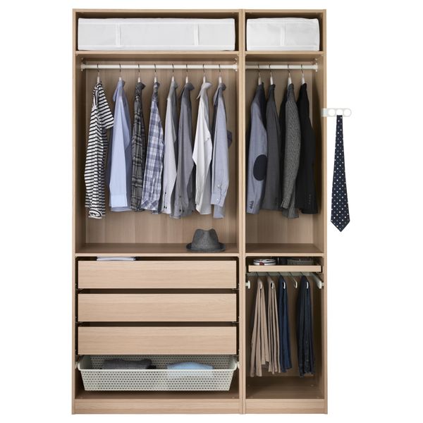 Гардероб ПАКС, под беленый дуб, Викедаль зеркальное стекло (150x60x236 см) - схема-чертеж с размерами