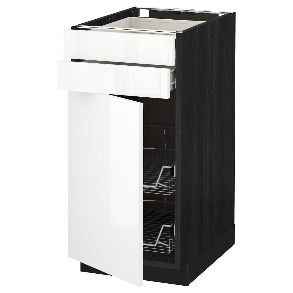 Напольный шкаф, дверца, 2 ящика, проволочных корзин МЕТОД / ФОРВАРА, черный, Рингульт белый - схема-чертеж с размерами