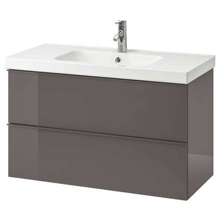 Шкаф для раковины с 2 ящиками, 103x49x64 cm IKEA ODENSVIK ОДЕНСВИК, GODMORGON ГОДМОРГОН 092.929.52