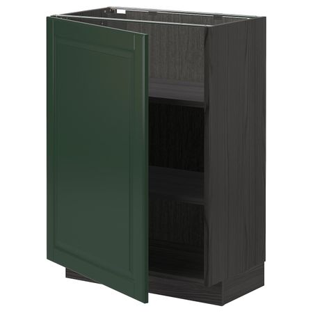 Напольный шкаф с полками, черный/Будбин темно-зеленый 60x37 см IKEA МЕТОД 893.129.70