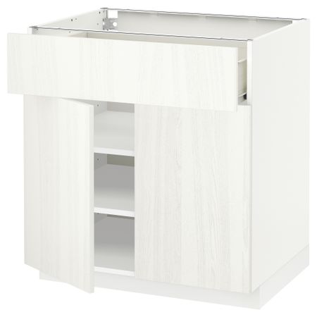 Напольный шкаф + ящик, 2 дверцы МЕТОД / ФОРВАРА, белый, Росдаль белый