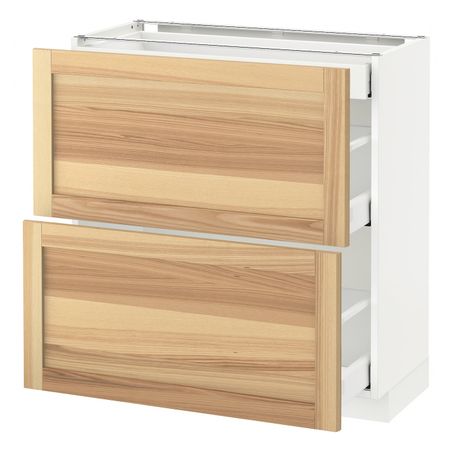 Напольный шкаф/2фасада/3ящика, белый/Торхэмн ясень 80x37 см IKEA METOD МЕТОД / MAXIMERA МАКСИМЕРА 792.361.42