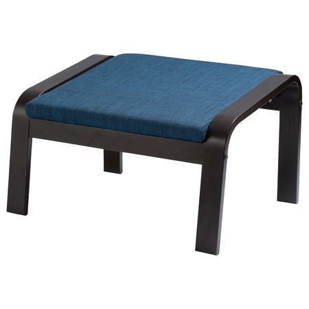 Табурет для ног, черно-коричневый/Шифтебу темно-синий IKEA POÄNG ПОЭНГ 093.028.14