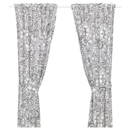 Гардины с прихватом, 1 пара ВЭНСКАПЛИГ, черный (120x300 см)