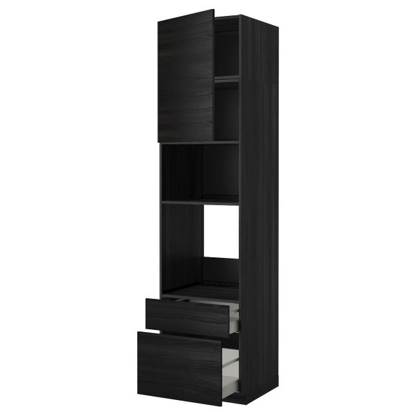 Высокий шкаф для духовки и СВЧ/дверца/2ящ, черный, Тингсрид черный 60x60x240 см IKEA МЕТОД / МАКСИМЕРА 192.371.06 - схема-чертеж с размерами