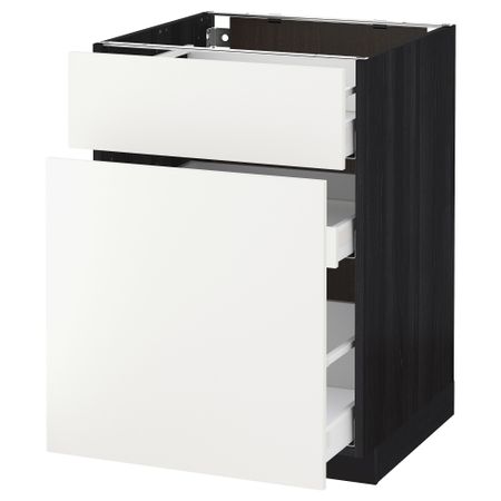 Напольный шкаф, выдвижной секцией, ящик МЕТОД / МАКСИМЕРА, черный, Хэггеби белый
