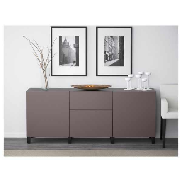 Комбинация для хранения с ящиками БЕСТО, черно-коричневый, Вальвикен темно-коричневый (180x40x74 см) - фото 2