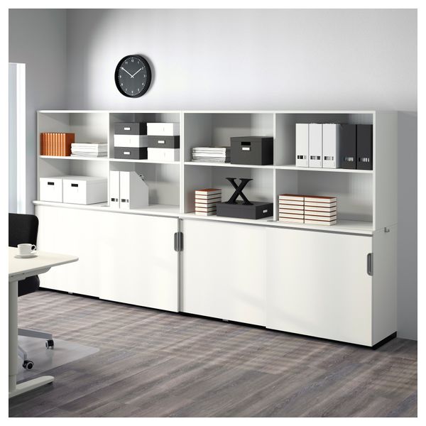 Комбинация для хранения с раздвижной дверцами ГАЛАНТ, белый (320x160 см) - схема-чертеж с размерами