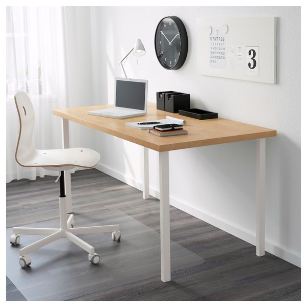 Стол ЛИННМОН / ГОДВИН, под березу, белый (150x75 см) - схема-чертеж с размерами