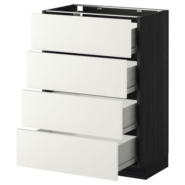 Напольный шкаф 4 фронтальных панели, 4 ящика МЕТОД / ФОРВАРА, черный, Хэггеби белый - схема-чертеж с размерами